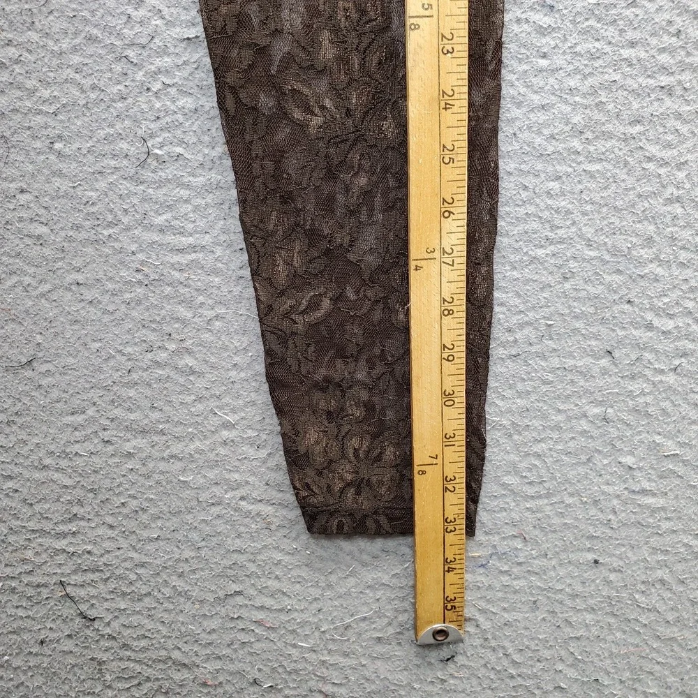 Kontatto Leggings Womens S Brown Sheer Lace Floral Stretch Skinny Leg Pull On
